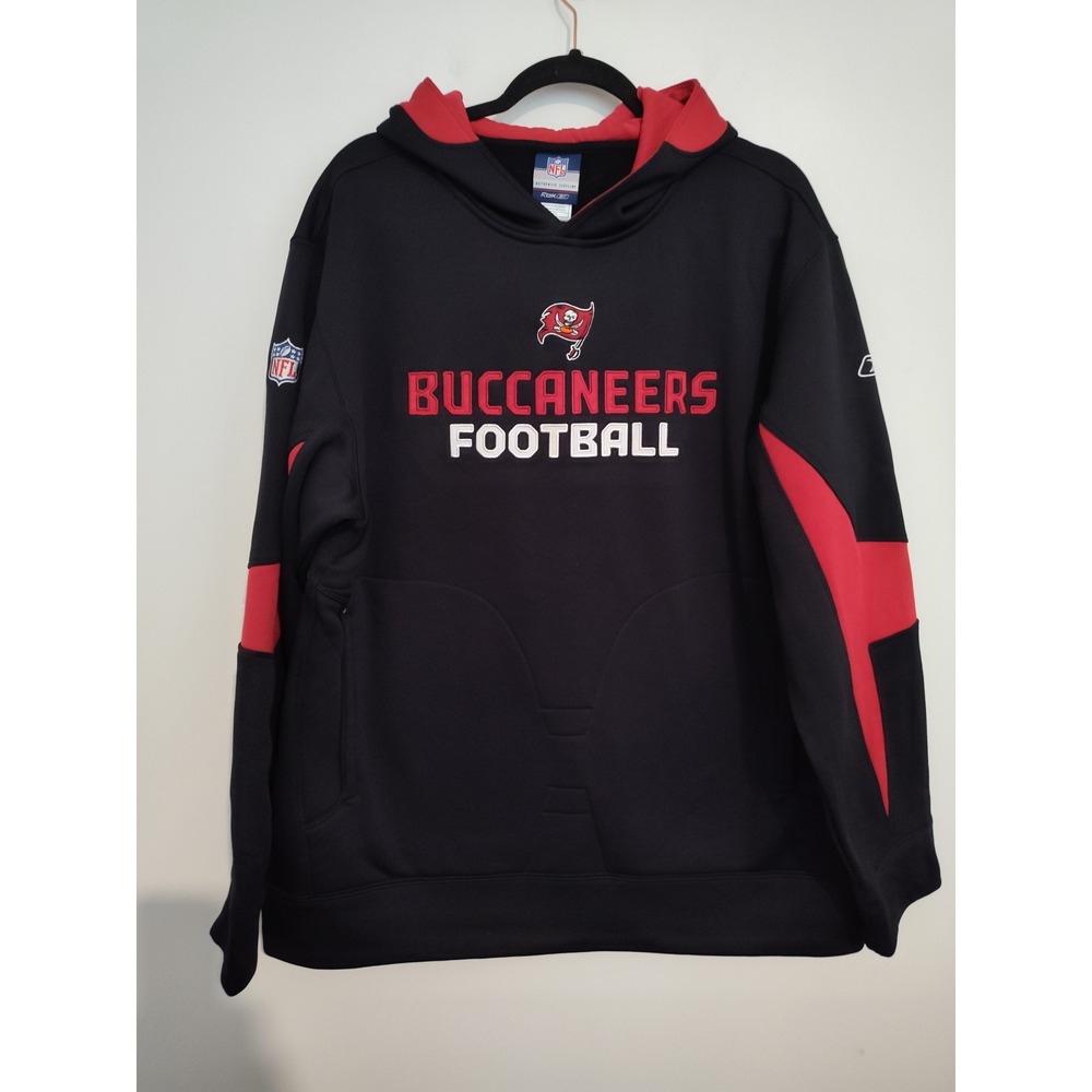 Reebok NFL Authentic Sideline Tampa Bay Buccaneers Hoodie Black Red Mens Large